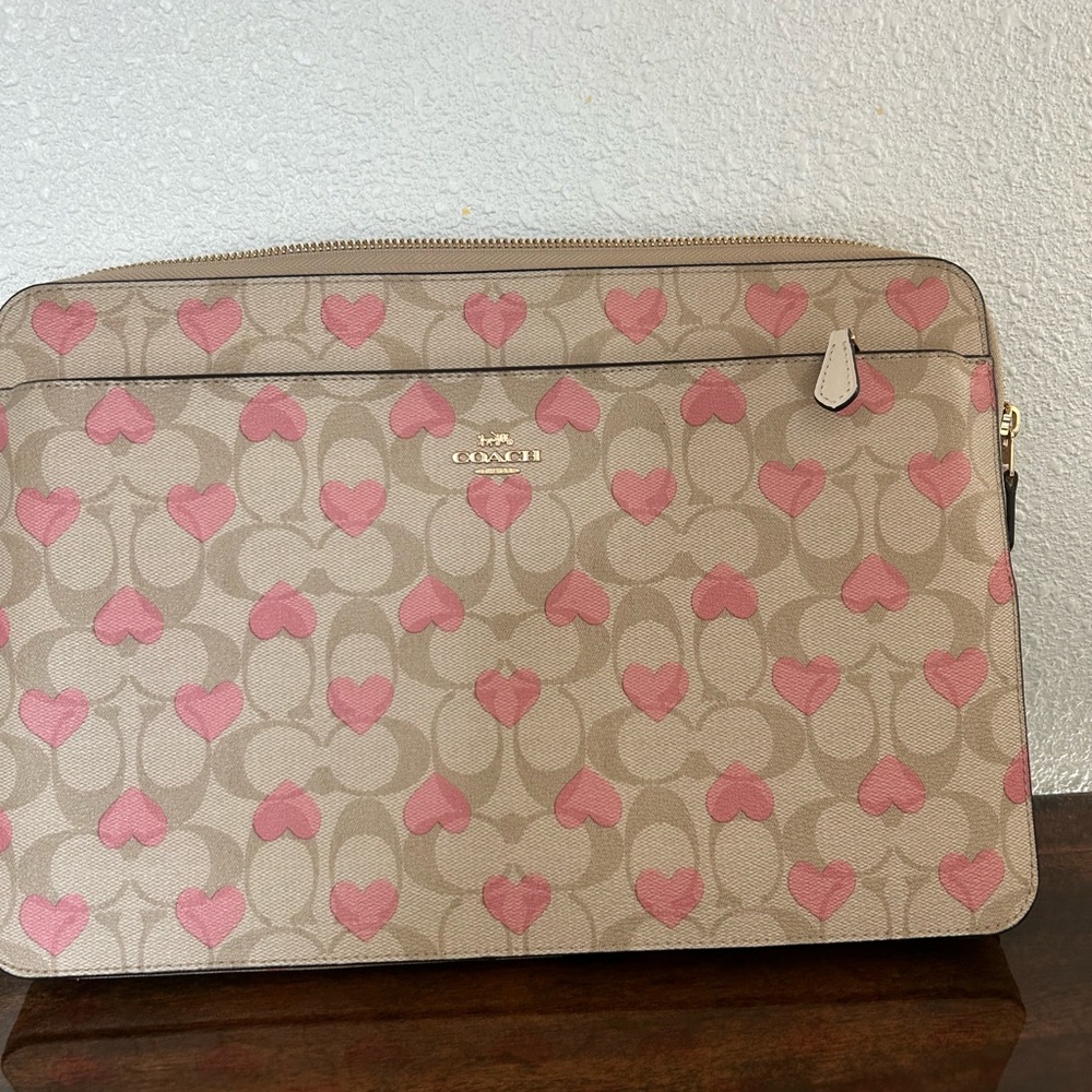 Coach Beige Leather laptop sleeve